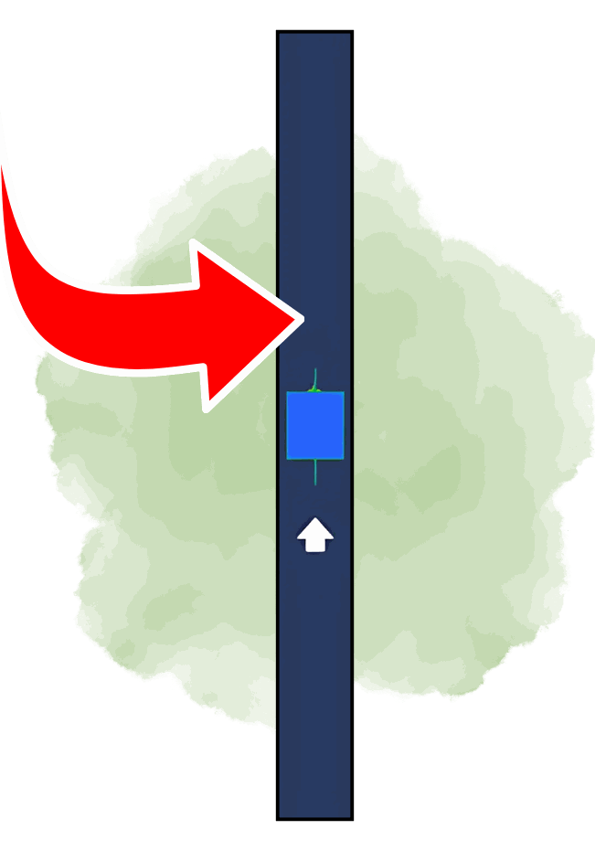 The blue candle with the up arrow: the Slingshot entry